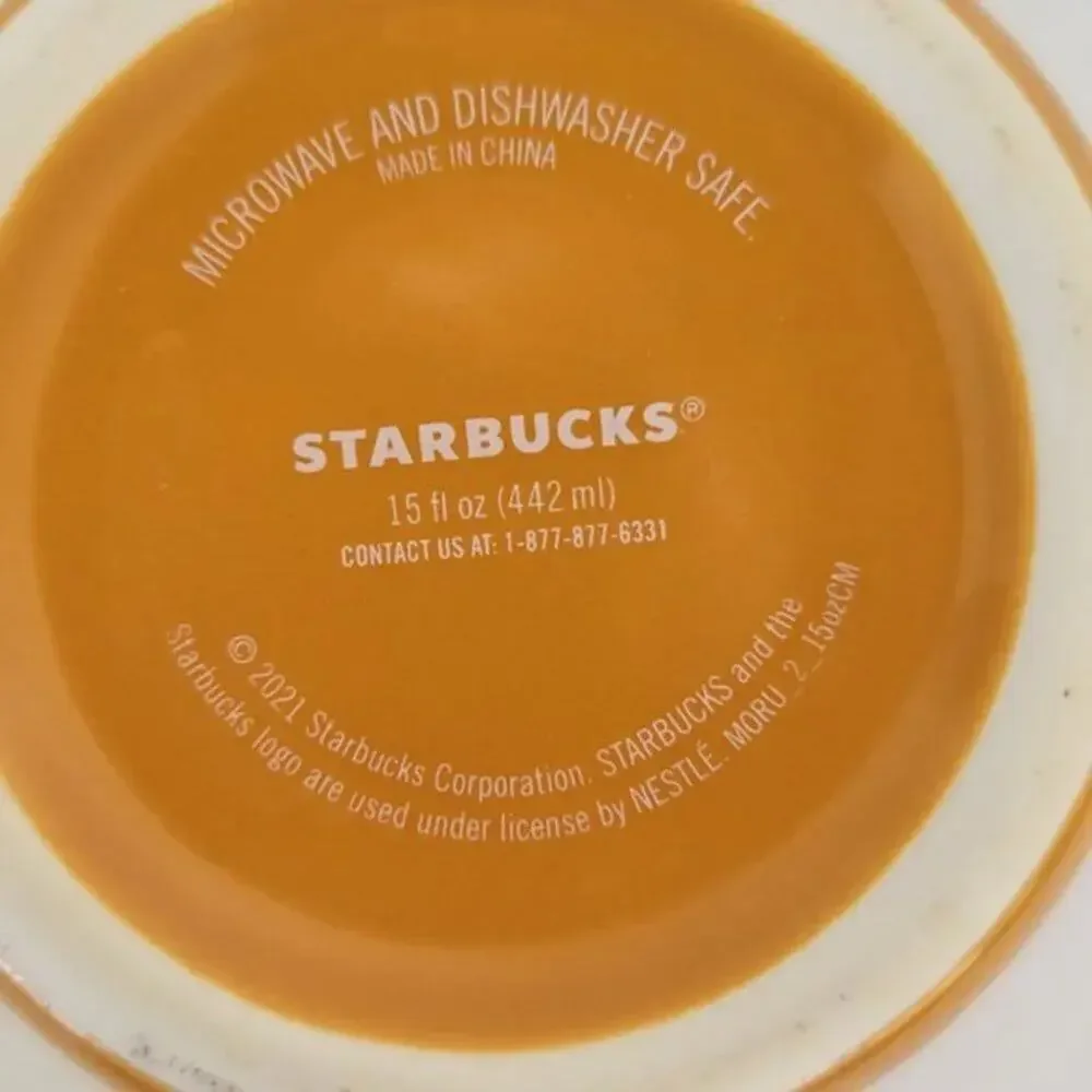 Starbucks 2021 Retro Geometric Ceramic Mug Orange Pink 15 oz Coffee Tea Cup